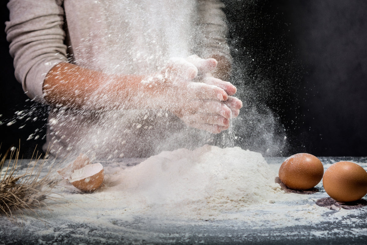 Woman with Foricher Bagatelle flour on their hands